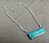 Native Zuni Sterling & Simmering Opal Inlay NECKLACE by Orlinda NATEWA  JN407