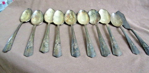 Antique 1944 Harmony House Maytime Silver plate spoons and butter knife lot