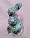 Native Zuni Serpentine Coiled Rattle snake by Stephen Lonjose C1602