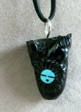 Native Navajo Jet & Turquoise Horse & Eagle Clan Pendant by Ben Livingston JP429
