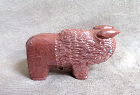 Native Zuni Sacred Pipestone Buffalo Fetish Carving by Jesus Espino  - C4598
