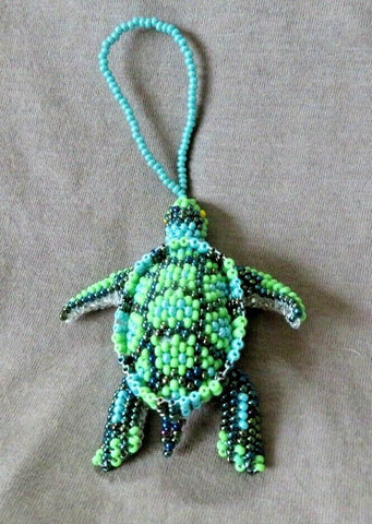 Native Zuni Made Beaded Sea Turtle Multi-color Car Charm or Ornament M308