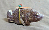 Native Zuni Lepidolite Wolf w/ Bundle Fetish by Leland & Daphne Boone C3584