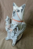Native Hand Made Jemez Pottery Cat Storyteller w kittens by Robert Fragua  PO258
