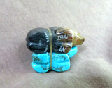 Native Zuni Turquoise & Picasso Marble Bear Unity Duo by LaVies Natewa C4015