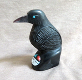 Native Zuni Large Jet  Raven w/ Sunface Fetish by Darrin Boone  C4231