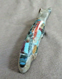 Zuni Amazing Picasso Marble Wolf w Multi-stone inlay Fetish by Jayne Quam C3657