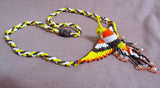 Native Zuni Made Beaded Hummingbird Multi-color 20" Necklace 3 strands JN0209