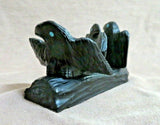 Native American Zuni Jet Triple Ravens Fetish Carving by Rochelle Quam  C3687