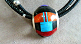 Santo Domingo 4 Strand Jet Heishi Necklace w Inlaid Slider by Daniel Coriz JN444