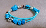 Native Navajo Turquoise Bead Memory Wire Bracelet Raelena Manygoats JB206
