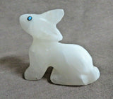 Native Zuni White Quartz Rabbit Carving Fetish by Justin Natewa C3916