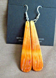 Zuni Native  Orange Spiny Oyster & Silver Hook Earrings by J Espino JE0531