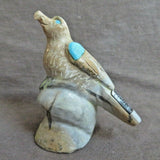 Native Zuni Zuni Rock & Turquoise Eagle carving fetish by Freddie Leekya C3609